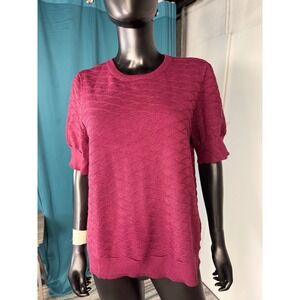 Liz Claiborne‎ Women's Short Sleeve Textured Knit Top Burgundy XL Pullover